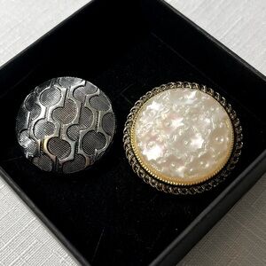 Vintage Scarf Clips. Gold and silver tone. Set of 2